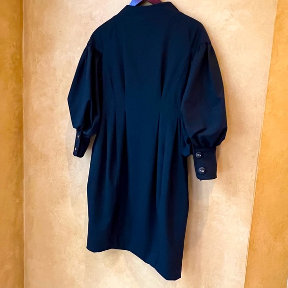 Badgley Mischka Black Midi Dress with Balloon Sleeves - Picture 7 of 14